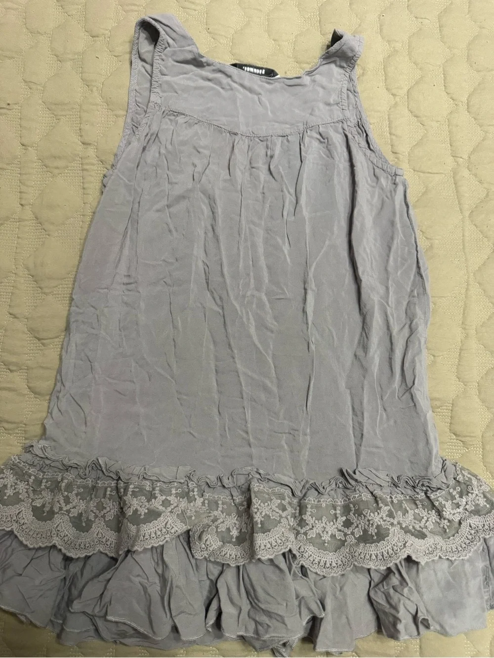 3 Pommes Girls Soft Lavender/Grey Sleeveless Ruffle Hem Tank